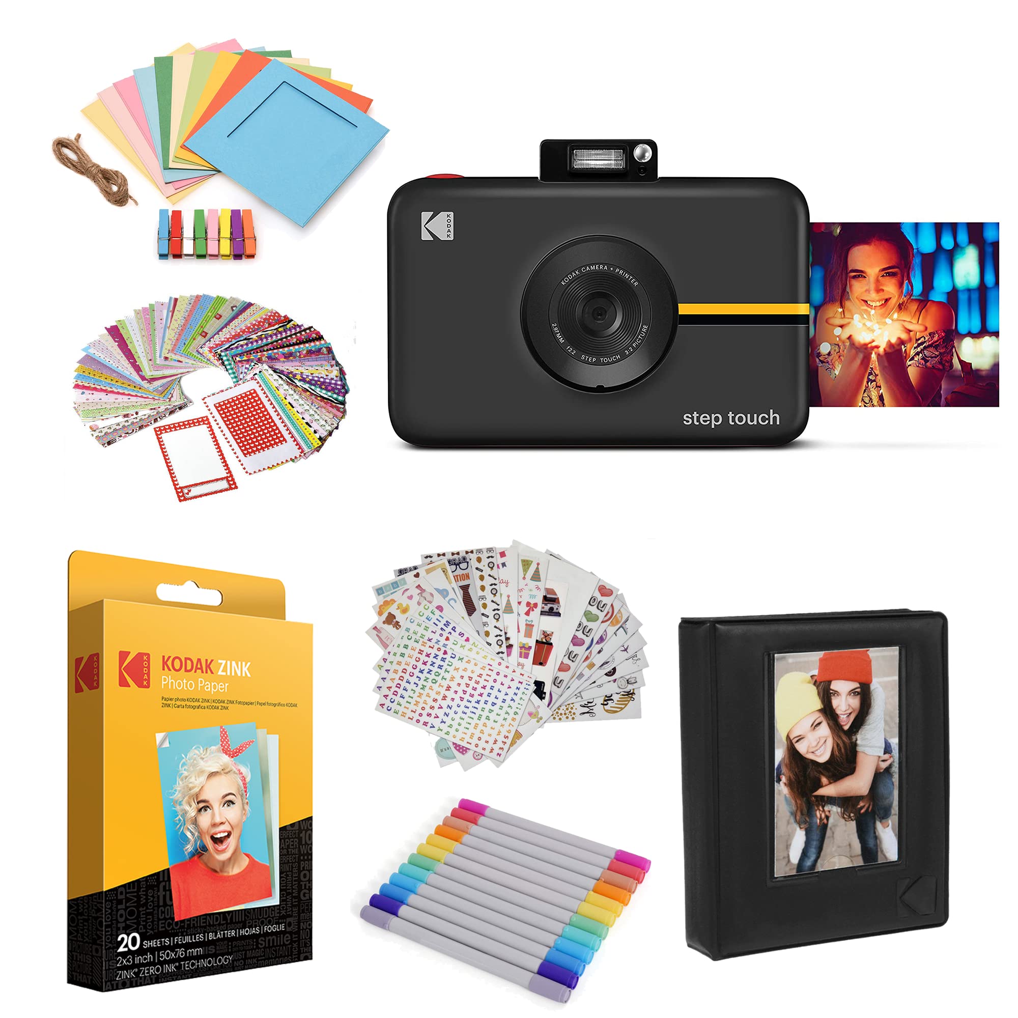 Kodak Step Touch Instant Camera with 3.5” LCD Touchscreen Display,13MP 1080p HD Video (Black) Starter Bundle