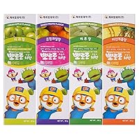 Pororo Kids Whitening Sensitive Toothpaste - Cavity Protection Low Fluoride Oral Care with 4 Fruit Flavors, Improving Gum Health, Removing Plaque to Strengthen Enamel 90g/3.17 Oz(All flavors - 4packs)