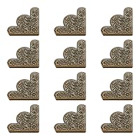 dophee 12Pcs Decorative Corner Protector, Jewelry Box Wooden Box Chest Furniture Guard Edge Cover, Metal Flower Carved No Holes, 1.69