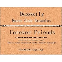 Inspirational Morse Code Bracelets for Women Stainless Steel Jewelry Personalized Gifts for Best Friend Daughter Sister Friendship Adjustable String Beaded Bangles (Forever Friends)