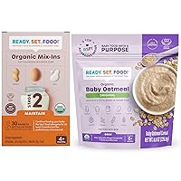 Organic Mix-ins and Oatmeal Variety Pack | Stage 2 Mix-ins - 30 Days + Oatmeal Cereal, Original, 15 Servings| with 3 to 9 Top Allergens: Peanut, Egg, Milk and more