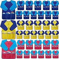 36 Pcs Kids Art Smocks Waterproof Toddler Painting Smocks Children Artist Apron Long Sleeve with 3 Pockets for Girl Boy Painting Supplies, Age 2-8 Years