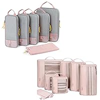 BAGSMART 6 Set Compression Packing Cubes for Travel, Lightweight Vacation Travel Essentials for Women, Travel Accessories for Suitcase Organizer Bags Set, Durable Luggage Organizer Travel Bags