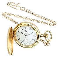 Charles Hubert 3841-GR Gold-Plated Mechanical Pocket Watch