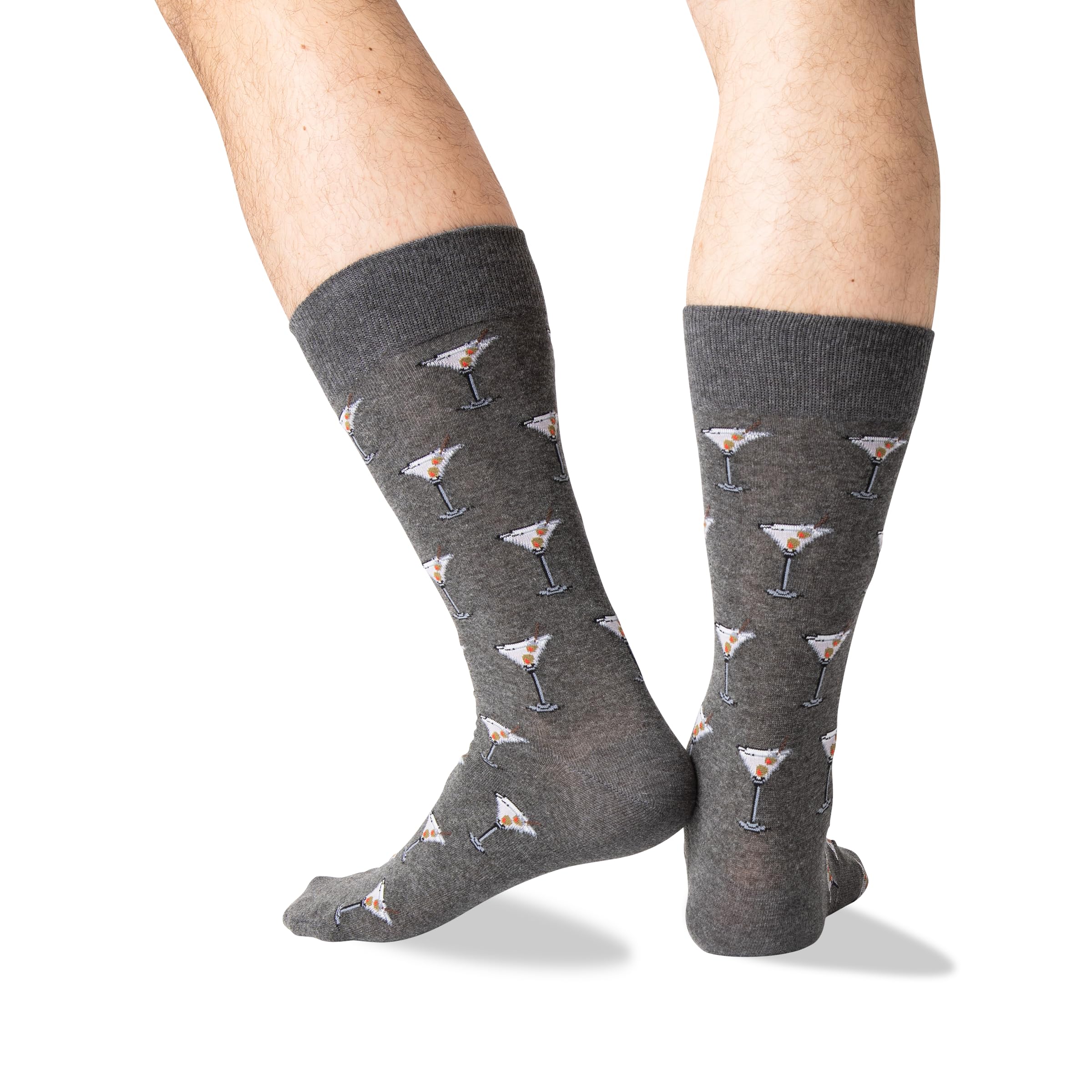 Hot Sox Men's Fun Cocktail Drinks Crew Socks-1 Pair Pack-Cool & Funny Happy Hour Gifts