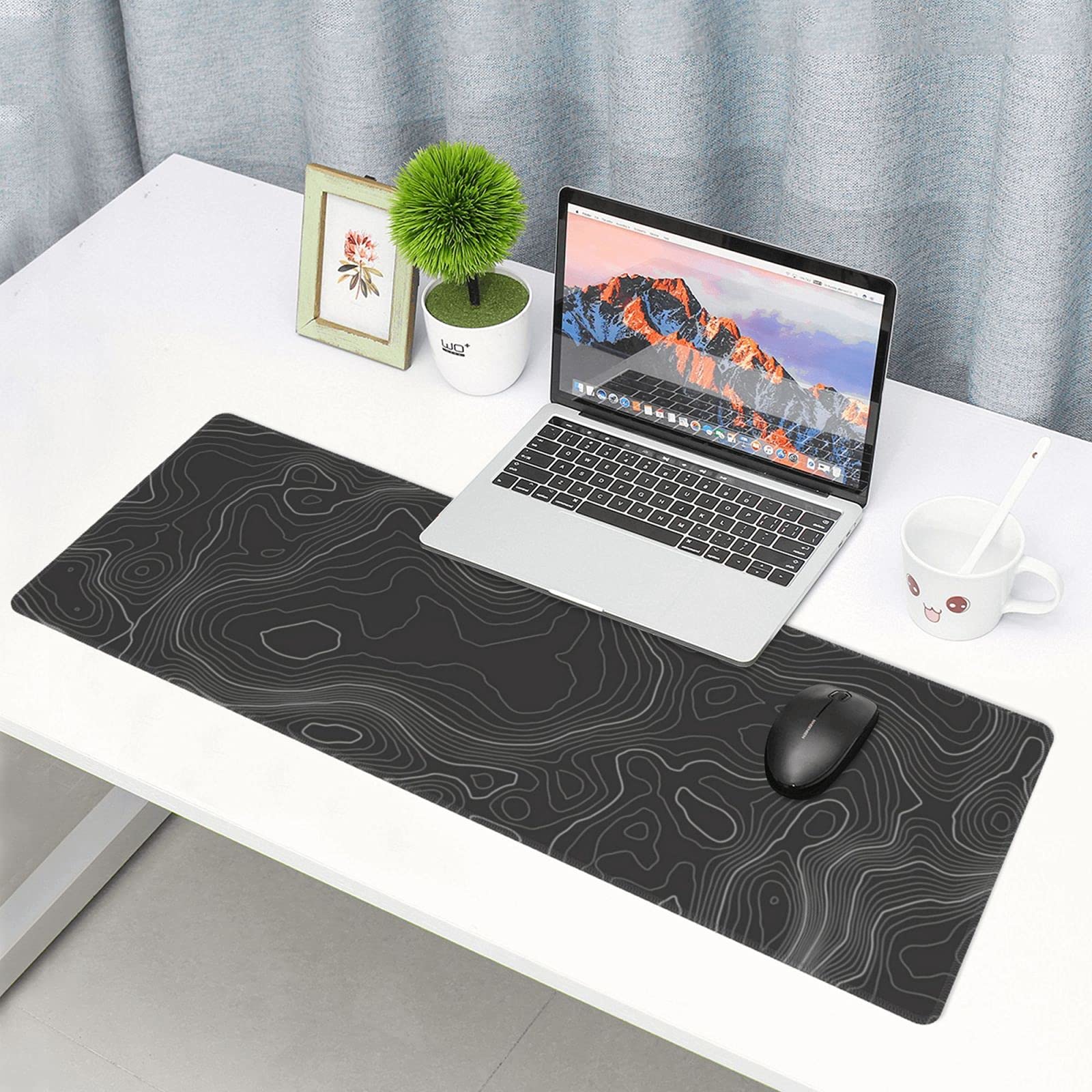 Echoserein,Topographic Contour Gaming Mouse Pad Large XL Long Extended Pads Big Mousepad Keyboard Mouse Mat Desk Pad Home Office Decor Accessories for Computer Pc Laptop,Rubber