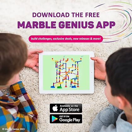 Marble Genius Marble Run (300 Complete Pieces) Maze Track or Race Game for Adults, Teens, Toddlers, or Kids Aged 4-8 Years Old, (118 Translucent Marbulous Pieces + 119 Glass-Marble Set), Extreme Set