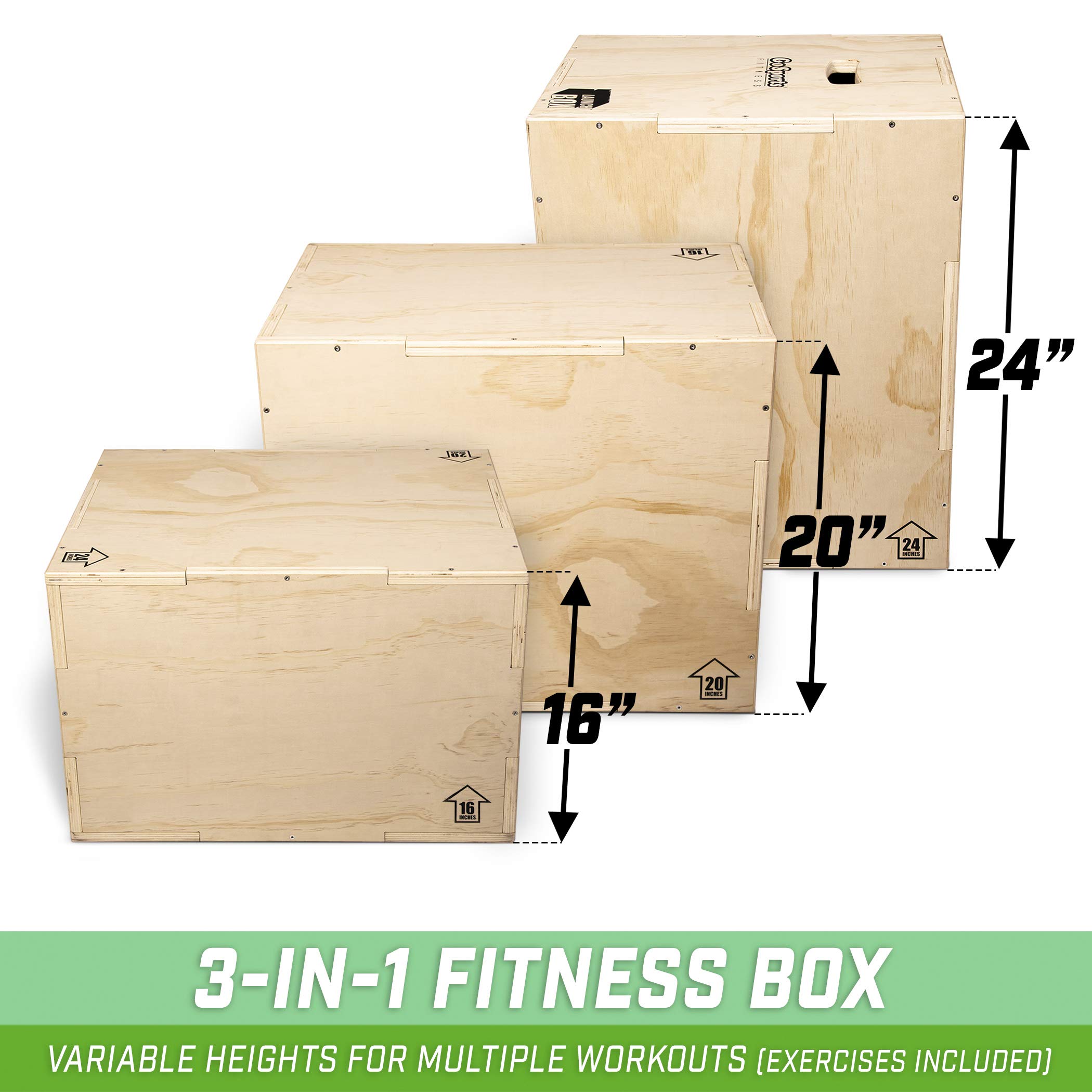 GoSports Fitness Launch Box - 3-in-1 Plyo Jump Box for Exercises of All Skill Levels