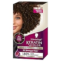 Keratin Color Permanent Hair Color, 5.0 Medium Brown, 1 Application - Salon Inspired Permanent Hair Dye, for up to 80% Less Breakage vs Untreated Hair and up to 100% Gray Coverage