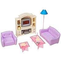 24012 Dollhouse Furniture, Living Room with TV/DVD Set and Show Case Play Set