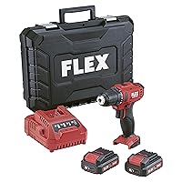 Flex DD 2G 10.8-LD Cordless Drill (2 Speed 10.8 V, Includes 2 Batteries, 5 Ah, 1 Charger, Carry Case, Drill Chuck 0.8 - 10 mm) 516155, Red