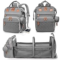 Baby Diaper Bags with Changing Station, Waterproof Diaper Bag Backpack for Moms Dads with USB Charging Port, Baby Shower Gifts, Large Capacity diaper backpack, Grey