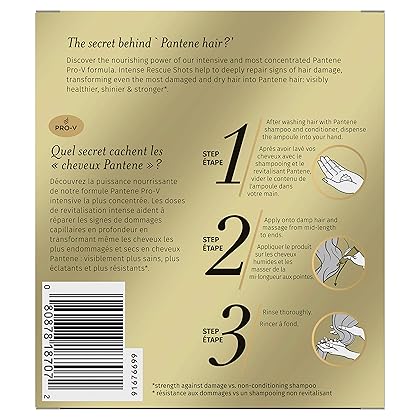 Pantene Rescue Shots Hair Ampoules Treatment, Pro-V Intensive Repair of Damaged Hair, 1.5 Fl Oz (Pack of 3)