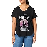 Disney Women's Princesses Mermaid Moon Junior's Plus Short Sleeve Tee Shirt