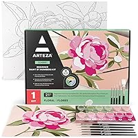 Paint by Number for Adults, 12x16 Inches, 21 Pieces, Floral Paint by Numbers Kit, Comes with 1 Canvas Panel, 12 Acrylic Paint Pots, 5 Paintbrushes, Art Supplies for Home & Office Wall Decor