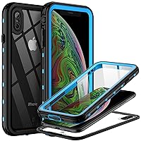 for Apple iPhone Xs Waterproof Case, TRE Series, Waterproof IP68 Underwater Certified Shockproof with Clear Back Slim Cover, iPhone Xs 5.8 inch (Blue)