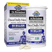 Garden of Life Probiotics for Men Dr Formulated 50 Billion CFU 15 Probiotics + Organic Prebiotic Fiber for Digestive, Colon & Immune Support, Daily Gas Relief, Dairy Free, Shelf Stable, 30 Capsules