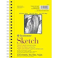 Strathmore 300 Series Sketch Pad, 5.5x8.5 inch, 100 Sheets, Side Wire - Artist Sketchbook for Drawing, Illustration, Art Class Students