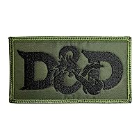 Dungeon & Dragons Logo Patch Olive Drab - Funny Tactical Military Morale Embroidered Hook Fastener Backing
