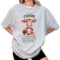 DuminApparel Touch My Coffee I'll Slap You So Hard Cow Coffee Funny T-Shirt, Coffee Lover Shirt, Unisex Sized, Comfort Colors