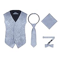 S.H. Churchill & Co. Boys 4 Piece Formal Paisley Vest and Tie Set