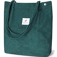 WantGor Corduroy Totes Bag Women's Shoulder Handbags Big Capacity Shopping Bag (Large Green)