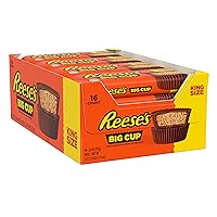 REESE'S Big Cup Milk Chocolate King Size Peanut Butter Cups, Candy Packs, 2.8 oz (16 Count)
