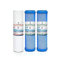 RO Essentials Kit: (2) Premium Carbon Block Filters & (1) Premium Sediment Filter- Made in U.S.A & NSF Certified to Reduce Fines, Sediment, Chlorine, Taste, Odor, and Harsh Chemicals.
