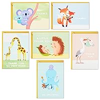 Hallmark Baby Shower Thank You Cards Assortment, Baby Animals (48 Cards and Envelopes—Stork, Giraffes, Koalas, Octopus, Fox, Hedgehogs)