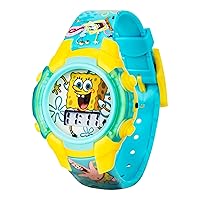 Accutime Nickelodeon Spongebob Squarepants Kids LCD Watch with LED Lights - Colorful Character Strap, Interactive Flashing Display, Comes in Collectible Tin Box