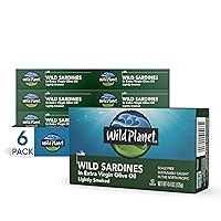 Wild Planet Wild Sardines in Extra Virgin Olive Oil with Sea Salt, Keto and Paleo,EVOO, 4.25 Ounce, 6 Pack