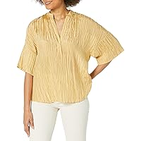 Vince Women's S/S Crushed Band Collar Blouse