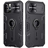Case for iPhone 12/12 Mini/12 Pro/12 Pro Max, Shockproof Case with Slide Camera Cover and Rotating Kickstand, Shockproof Hard PC & Soft Silicone Bumper Hybrid Cover.