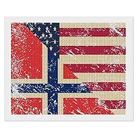 American and Norway Retro Flag Diamond DIY Painting Kits for Adults Round Drill 5D Number Picture Home Wall Art