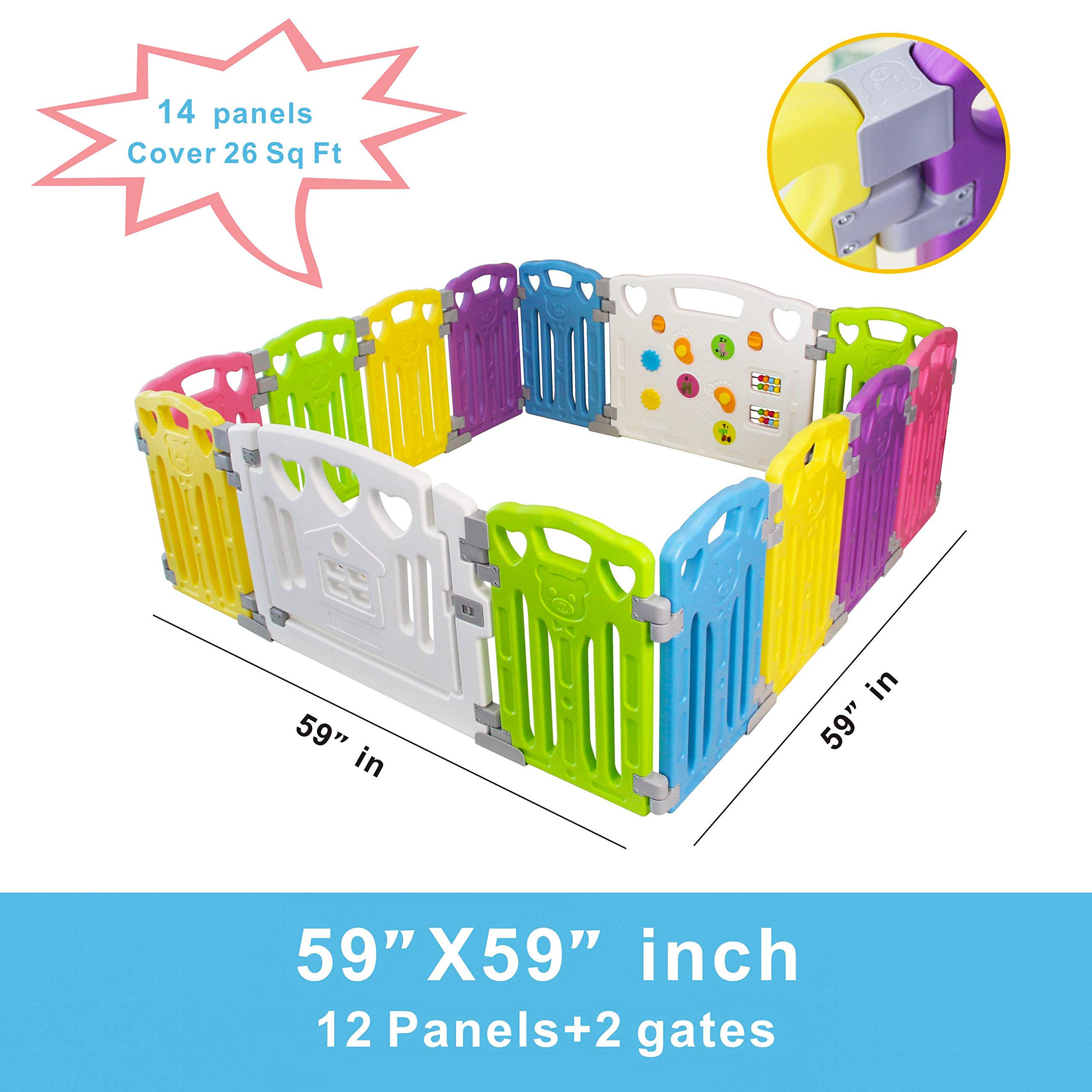 Baby Playpen Kids Activity Centre Safety Play Yard Home Indoor Outdoor New Pen (Multicolour, Classic Set 14 Panel)