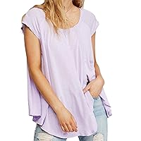Free People Women's Keep It Casual Tee, Lilac, Size Small