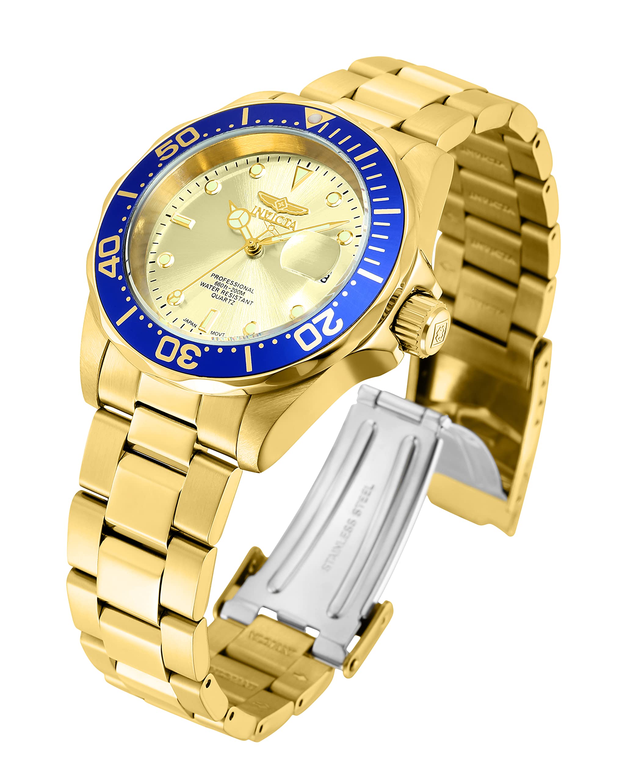 Invicta Men's 14124 Pro Diver Gold Dial 18k Gold Ion-Plated Stainless Steel Watch