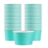 Coppetta 5 Ounce Dessert Cups, 200 Disposable Ice Cream Cups - Lids Sold Separately, Sturdy, Turquoise Paper FroYo Bowls, Striped, For Hot And Cold Foods, Perfect For Gelato - Restaurantware