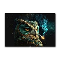 Ethereal Owl, Style 4, Bird Portrait, Set of 2 Poster Prints, Wall Art Décor, Multiple Sizes (12 x 16 Inches)