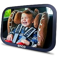 Onco Baby Car Mirror Rear Facing - Double Award-Winning Car Mirror for Baby, 100% Shatterproof Baby Mirror for Car Journeys, Shakeproof Car Seat Mirror for Baby Rear Facing, Universal Car Mirror Baby