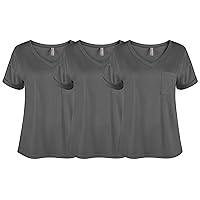 T Shirts Women Pack Casual V Neck Tshirts Womens Short Sleeve Tops Reg & Plus Size Value Pack