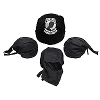 Pow Mia You are Not Forgotten Black Embroidered Doo Rag Skull Cap One Size One Size Fits All Adjustable