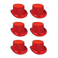 60839-R 6-Pack Satin Sleek Top Hat, Red