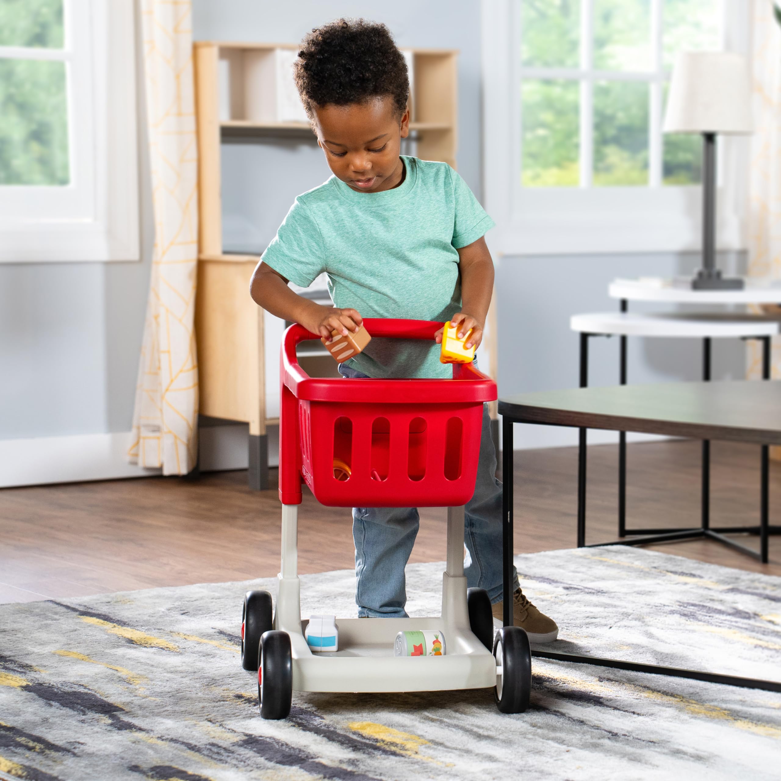 Radio Flyer Scan & Sort Shopping Cart with Lights & Sounds, Baby Walker with Wheels, Red Shopping Cart for Kids Ages 1+
