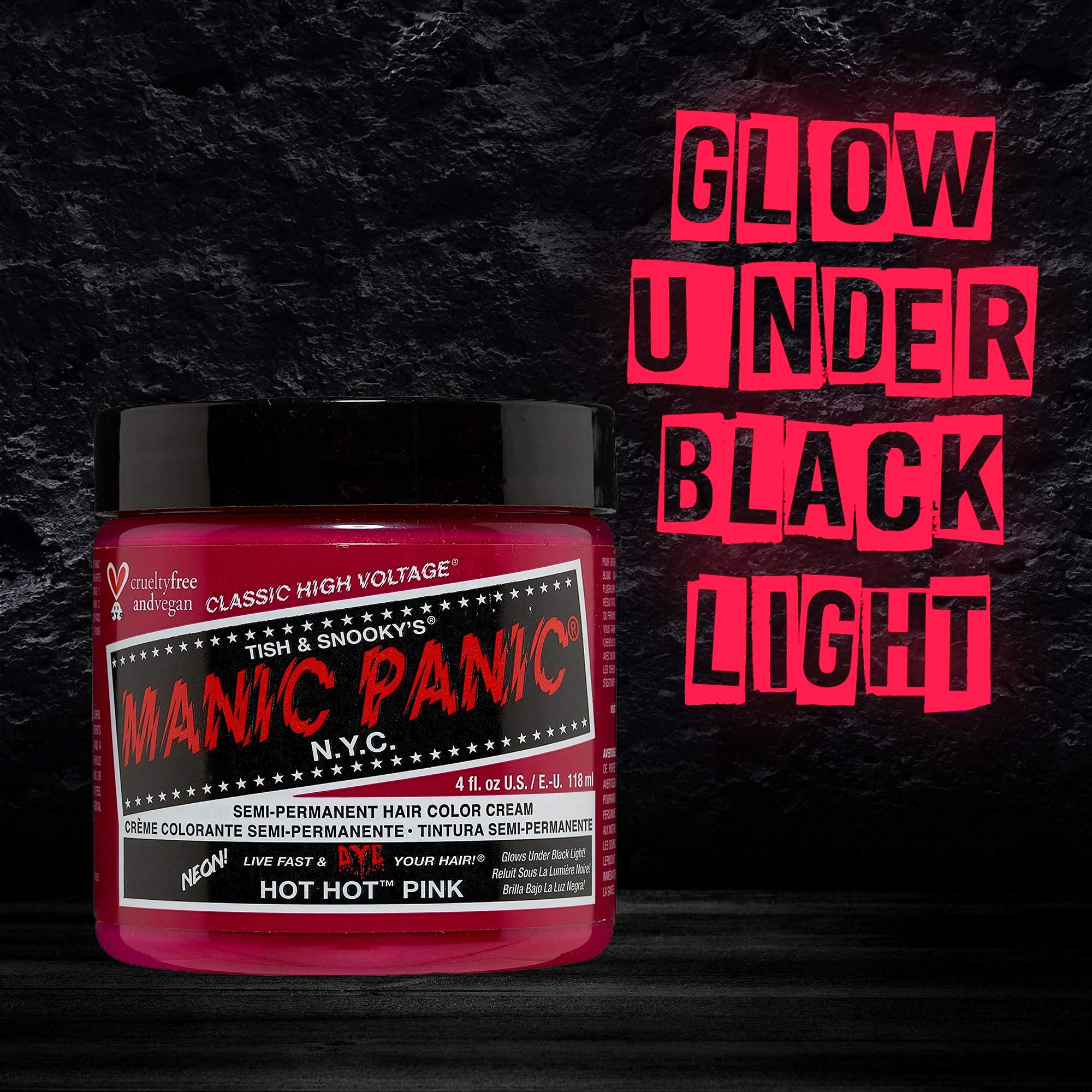 MANIC PANIC Hot Hot Pink Bundle with Electric Lizard Green, Atomic Turquoise, Psychedelic Sunset Neon Orange and Sunshine Yellow Hair Dye