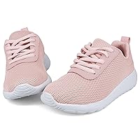 YESKIS Girls Tennis Shoes Big Kids Lace up Sneakers Boys Lightweight Breathable Sports Walking Running Shoe