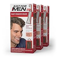 Easy Comb-In Color Mens Hair Dye, Easy No Mix Application with Comb Applicator - Light-Medium Brown, A-30, Pack of 3