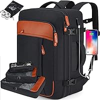 Carry on Travel Backpacks, Extra Large 40L Flight Approved for Men & Women,Expandable Suitcase With 4 Packing Cubes,Water Resistant Luggage Daypack Business Weekender Bag,Black