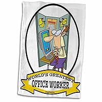 3dRose Funny Worlds Greatest Office Worker Occupation Job Cartoon - Towels (twl-103403-1)