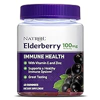 Natrol Elderberry Gummies, with Vitamin C and Zinc, Supplement for Immune Support+, 60 Delicious Gummies